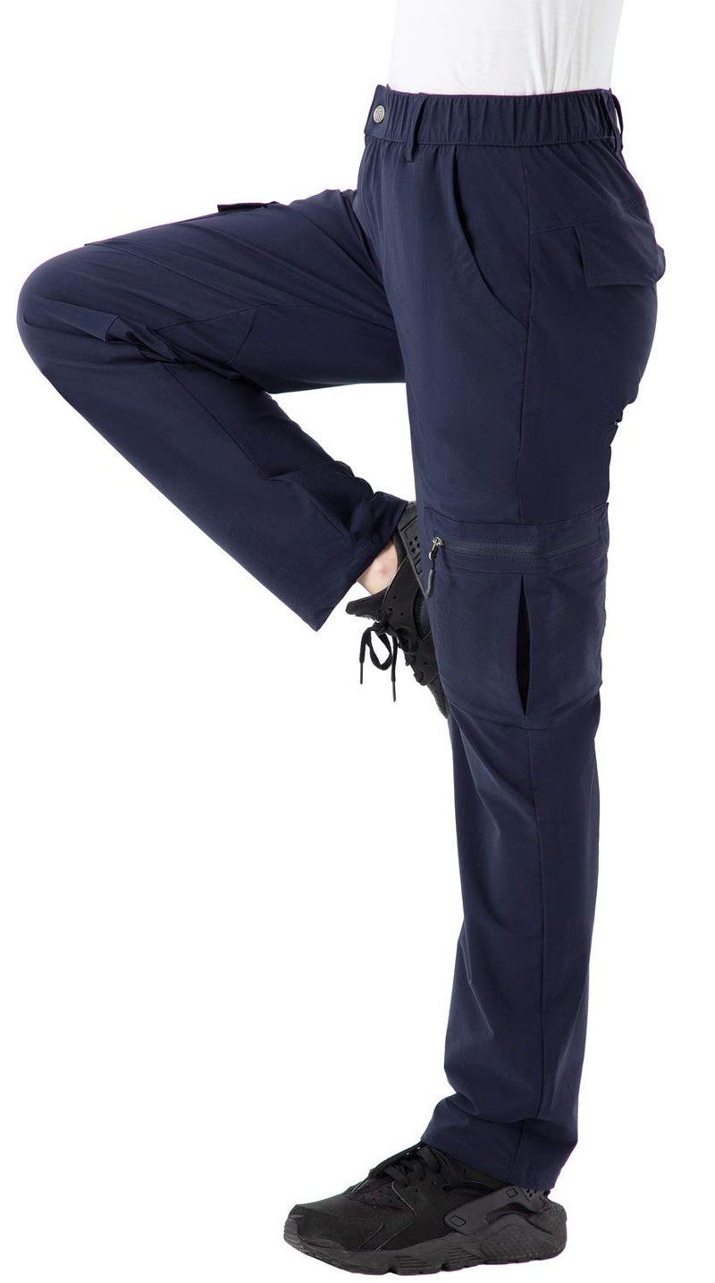 Rdruko Women's Hiking Pants Water Resistant Lightweight Quick Dry Travel Work Cargo Pants with 5 Zipper Pockets Navy Small - Image 2